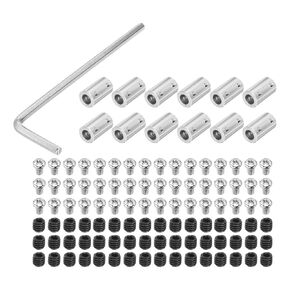 MECCANIXITY 6mm to 6mm Bore Rigid Coupling 25mm Length 14mm Dia Aluminum Alloy Shaft Coupler Connector for 3D Printers DIY Car Boat Silver 8pcs, with 8pcs Coupling,1pcs Wrench,64pcs Screws
