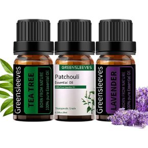 GREENSLEEVES Essential Oil Set for Diffusers, Cinnamon, Lemon, Orange, Nutmeg, Lime and Patchouli Essential Oil Set, Pure Organic Aromatherapy Diffuser Oils 6 Pack