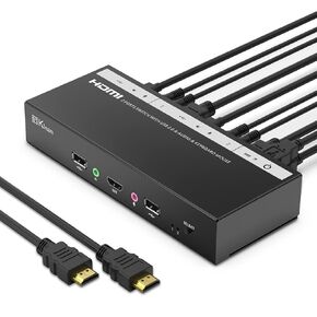 8 Port USB VGA KVM Switch with OSD Menu - 1U Rack Mount - KVM Video Switch for 1U 19'' Rack, Up to 2048 x 1536 VGA Resolution, Compatible with Windows, Linux, Mac and Sun, 8 USB/VGA Cables Included