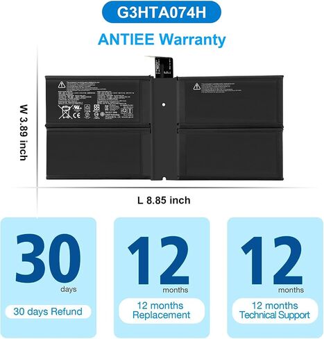 استبدال بطارية الكمبيوتر اللوحي ANTIEE DYNH03 G3HTA074H لجهاز Microsoft Surface Pro 7 1960 Surface Pro 7 Plus Series GA3HTA025H G3HTA073H 7.58V 48.51Wh/6400mAh مع أدوات التثبيت in Saudi Arabia