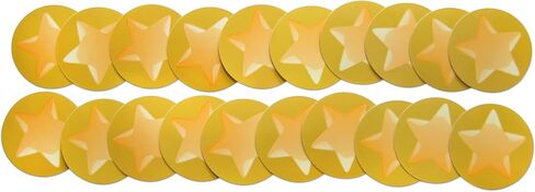 Novel Merk Gold Star Vinyl Stickers - 2" Round Individual Decals for Laptop, Water Bottle, Phone, Party Favors, & Decor - Adheres to Clean Surfaces Waterproof & Repositionable (20 Pack) in Kuwait