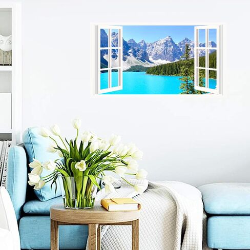 Halloween Witch Wall Stickers 3D Halloween Scene Fake Window Wall Decals Picture Large Holiday Mural Wallpaper Peel and Stick 3D Witches Wall Decor for Bedroom Living Room Home Decoration in Saudi Arabia