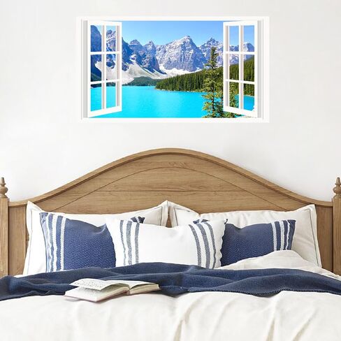 Halloween Witch Wall Stickers 3D Halloween Scene Fake Window Wall Decals Picture Large Holiday Mural Wallpaper Peel and Stick 3D Witches Wall Decor for Bedroom Living Room Home Decoration in Saudi Arabia