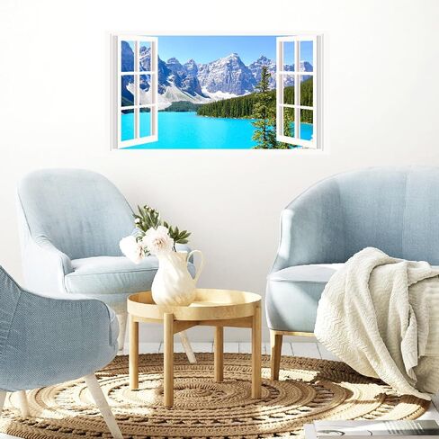 Halloween Witch Wall Stickers 3D Halloween Scene Fake Window Wall Decals Picture Large Holiday Mural Wallpaper Peel and Stick 3D Witches Wall Decor for Bedroom Living Room Home Decoration in Saudi Arabia