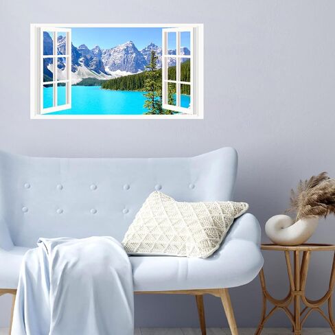 Halloween Witch Wall Stickers 3D Halloween Scene Fake Window Wall Decals Picture Large Holiday Mural Wallpaper Peel and Stick 3D Witches Wall Decor for Bedroom Living Room Home Decoration in Saudi Arabia