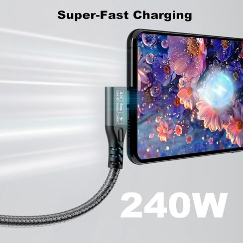 كابل USB C إلى USB C 3.2 Gen2 X 2 ذكر أنثى زاوية نوع C كابل شحن، نقل بيانات 20 جيجابت في الثانية، كابل شحن سريع 240 وات 48 فولت/5 أمبير، نقل فيديو 4K @ 60 هرتز (0.25 متر) in Saudi Arabia
