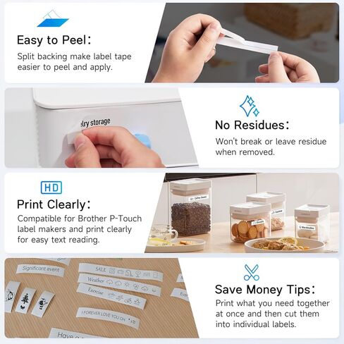 عبوة واحدة من شريط صانع الملصقات لشريط صانع الملصقات TZe-231 TZe231 TZe TZ، متوافق مع Brother P Touch PT-D210 PT-H110 PT-D400 PT-D600، أسود على أبيض، 12 مم 0.47 بوصة in Kuwait