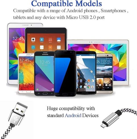 Micro USB Android Cable, KSun.Y (2 Pack 3FT) Fast Charging Cord Micro USB 2.0 Connector Braid Compatible with Samsung Galaxy, Motorola More (2 Pack 3FT) in Saudi Arabia