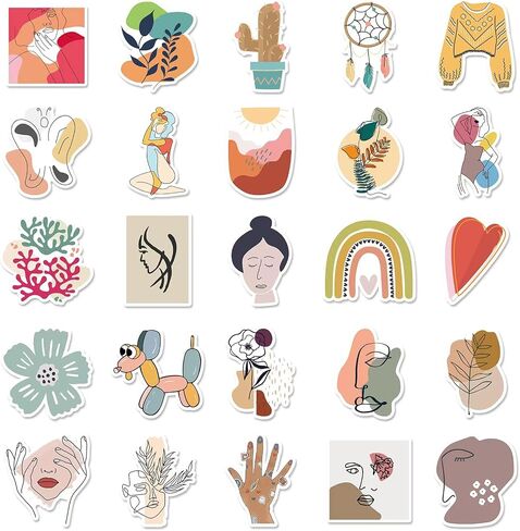 NEGE 50Pcs Cute Boho Stickers for Water Bottles,Waterproof Vinyl Stickers Pack,Laptop Skateboard Hydroflask Phone Computer Scrapbook Car Luggage Decals, Party Decor for Teens Adults Girl in Saudi Arabia