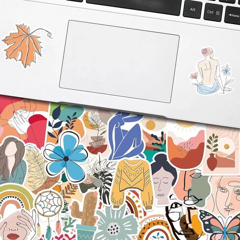 NEGE 50Pcs Cute Boho Stickers for Water Bottles,Waterproof Vinyl Stickers Pack,Laptop Skateboard Hydroflask Phone Computer Scrapbook Car Luggage Decals, Party Decor for Teens Adults Girl in Saudi Arabia