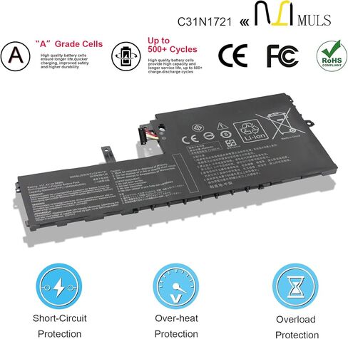 MULS 56Wh C31N1721 بطارية ل ASUS E406 L406 R420 E406SA E406MA R420SA R420MA L406SA L406MA E406SA-3G E406SA-BV211T E406SA-BV247TS E406MA-BV539TS E406MA-EK065T R420SA- BV225TS R420MA-BV205TS كمبيوتر محمول in Saudi Arabia