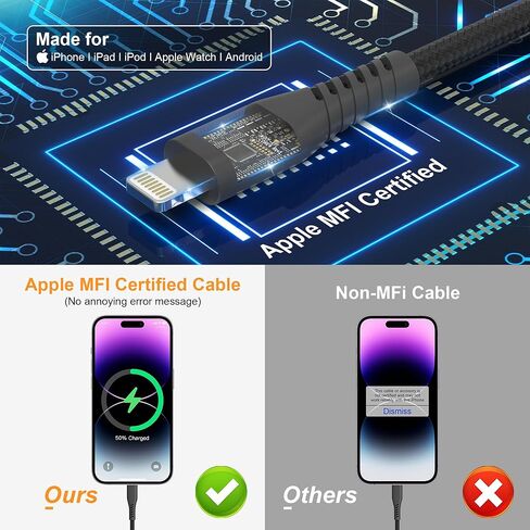 كابل شحن متعدد 5 في 1 شحن سريع 60 وات، كابل سلسلة مفاتيح USB عالمي قصير، سلك شحن محمول مجدول من النايلون مع نوع C [MFi & 3A شحن سريع ومزامنة البيانات وCarplay]/Micro USB/منافذ Lightning in Kuwait