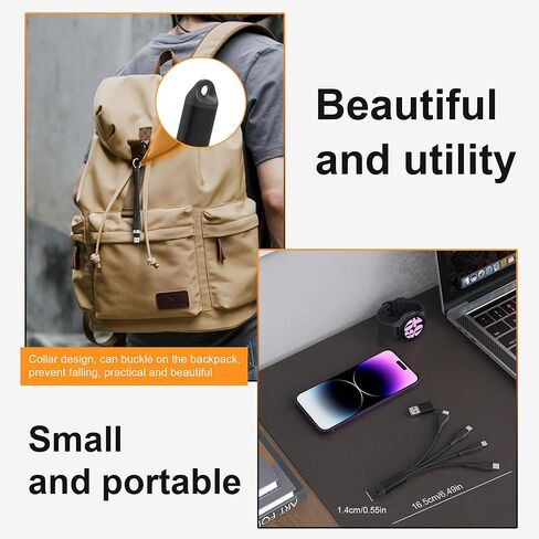 كابل شحن متعدد 5 في 1 شحن سريع 60 وات، كابل سلسلة مفاتيح USB عالمي قصير، سلك شحن محمول مجدول من النايلون مع نوع C [MFi & 3A شحن سريع ومزامنة البيانات وCarplay]/Micro USB/منافذ Lightning in Kuwait