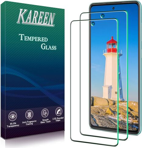 KAREEN [عبوة من قطعتين] واقي شاشة لهاتف Samsung Galaxy A52، A52 5G من الزجاج المقسى، يدعم قارئ بصمات الأصابع، مضاد للخدش، خالٍ من الفقاعات، صديق للحافظة in Kuwait