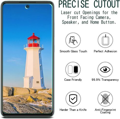 KAREEN [عبوة من قطعتين] واقي شاشة لهاتف Samsung Galaxy A52، A52 5G من الزجاج المقسى، يدعم قارئ بصمات الأصابع، مضاد للخدش، خالٍ من الفقاعات، صديق للحافظة in Kuwait