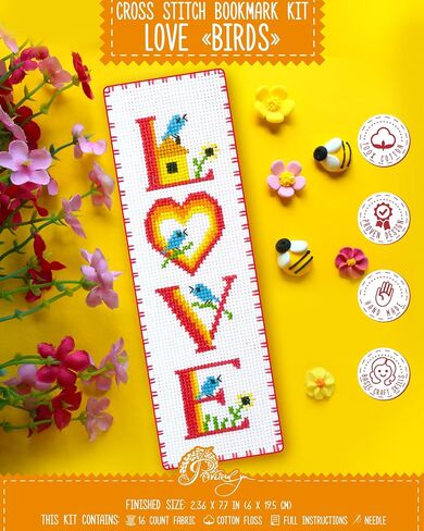 Povitrulya Counted Cross Stitch kit Mamacado - Embroidery Set for DIY Bookmark with 16 Count Blank Aida Fabric, Paper Pattern and presorted Floss in Kuwait