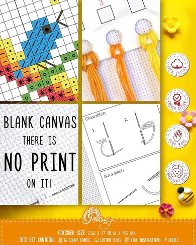 Povitrulya Counted Cross Stitch kit Mamacado - Embroidery Set for DIY Bookmark with 16 Count Blank Aida Fabric, Paper Pattern and presorted Floss in Kuwait