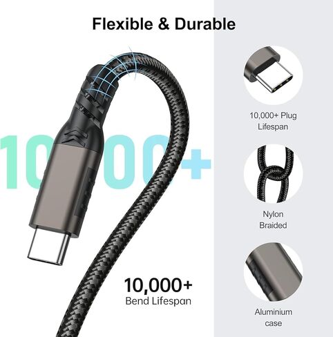 كابل تمديد USB C بطول 3.3 قدم، سلك USB من النوع C ذكر إلى أنثى [USB3.1 Gen2/10Gbps] موسع USB C لنقل المزامنة 100 وات/5 أمبير شحن سريع متوافق مع أجهزة MacBook، والكمبيوتر المحمول، والكمبيوتر اللوحي، والهاتف المحمول والمزيد in Kuwait