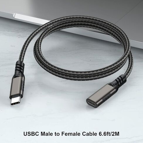 كابل تمديد USB C بطول 3.3 قدم، سلك USB من النوع C ذكر إلى أنثى [USB3.1 Gen2/10Gbps] موسع USB C لنقل المزامنة 100 وات/5 أمبير شحن سريع متوافق مع أجهزة MacBook، والكمبيوتر المحمول، والكمبيوتر اللوحي، والهاتف المحمول والمزيد in Kuwait