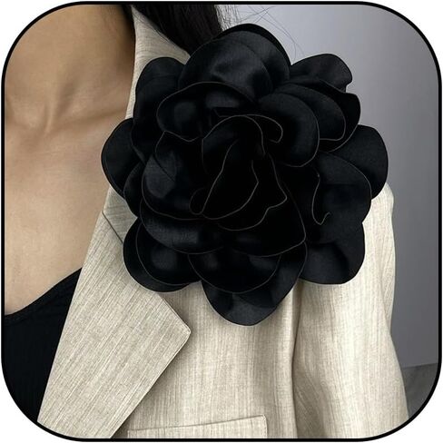 3Pcs Flower Brooch Pins for Women Denim Light Blue Large Camellia Flower Brooches Lapel Pins for Wedding Party Promance Dance Dress Clothes Accessories Costume in Kuwait