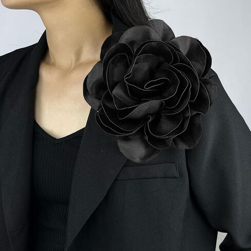 3Pcs Flower Brooch Pins for Women Denim Light Blue Large Camellia Flower Brooches Lapel Pins for Wedding Party Promance Dance Dress Clothes Accessories Costume in Kuwait