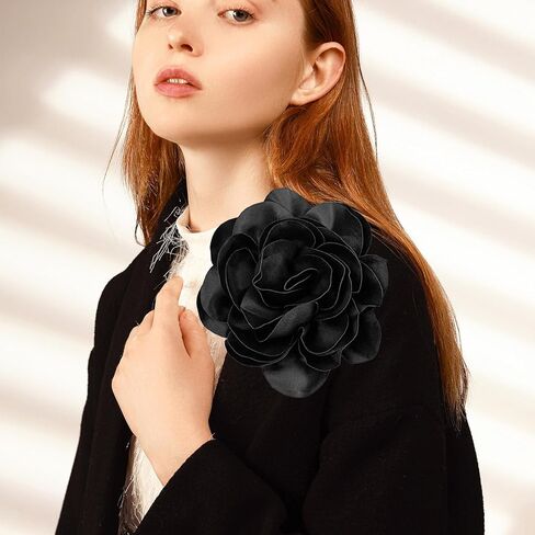 3Pcs Flower Brooch Pins for Women Denim Light Blue Large Camellia Flower Brooches Lapel Pins for Wedding Party Promance Dance Dress Clothes Accessories Costume in Kuwait