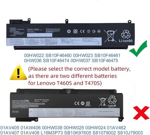 00HW022 00HW023 SB10F46460 SB10F46461 Battery for Lenovo ThinkPad T460s T470s Series 00HW036 SB10F46474 00HW037 SB10F46475 11.25V 24Wh 2090mAh 3-Cell in Saudi Arabia