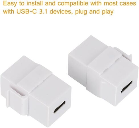 Poyiccot USB C Keystone Jack، (2-Pack) USB 3.1 Type-C موصل Keystone إدراج أنثى إلى أنثى للوحة منفذ لوحة الحائط - أبيض in Saudi Arabia