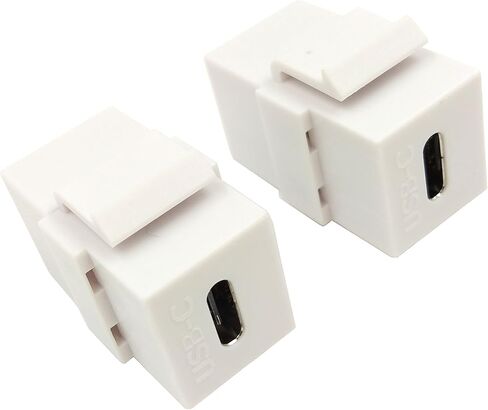 Poyiccot USB C Keystone Jack، (2-Pack) USB 3.1 Type-C موصل Keystone إدراج أنثى إلى أنثى للوحة منفذ لوحة الحائط - أبيض in Saudi Arabia