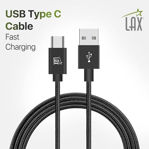 LAX Gadgets USB C Cable - Nylon Braided USB-C Charging Cable & Data Transferring - USB A to USB C for Android Phones, Google Pixel, Apple MacBook & Samsung Galaxy Phones - 6ft - Rainbow (USBC6BOW) in Saudi Arabia