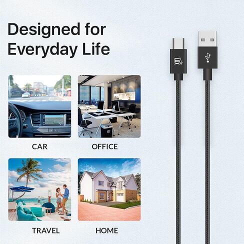 LAX Gadgets USB C Cable - Nylon Braided USB-C Charging Cable & Data Transferring - USB A to USB C for Android Phones, Google Pixel, Apple MacBook & Samsung Galaxy Phones - 6ft - Rainbow (USBC6BOW) in Saudi Arabia