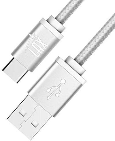 كابل USB C من LAX Gadgets - كابل شحن USB-C مجدول من النايلون ونقل البيانات - USB A إلى USB C لهواتف Android وGoogle Pixel وApple MacBook وSamsung Galaxy - 6 أقدام - قوس قزح (USBC6BOW) in Kuwait