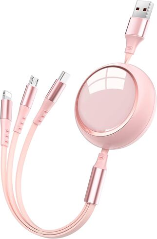 كابل شحن متعدد HianDier بطول 4 أقدام 3 في 1 كابل شحن سريع ومزامنة البيانات وكابل شحن قابل للسحب USB إلى Lightning/USB C/Micro للهواتف المحمولة، iPhone، iPad، Samsung Galaxy، PS، الكمبيوتر اللوحي in Kuwait