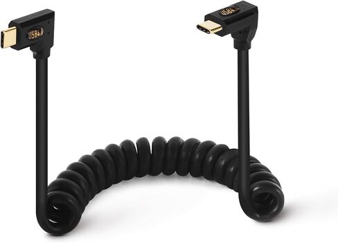 3.9ft 40Gbps USB 4.0 Type C Coiled Cable, Left & Right Angle Male to Up & Down Angle Male 240W 5A PD USB C 4.0 Spring Spiral Cord for Smartphones, Laptops, Thunderbolt 3,Support 8k@60Hz in Kuwait