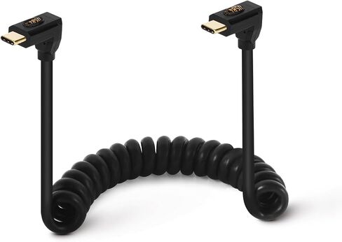3.9ft 40Gbps USB 4.0 Type C Coiled Cable, Left & Right Angle Male to Up & Down Angle Male 240W 5A PD USB C 4.0 Spring Spiral Cord for Smartphones, Laptops, Thunderbolt 3,Support 8k@60Hz in Kuwait