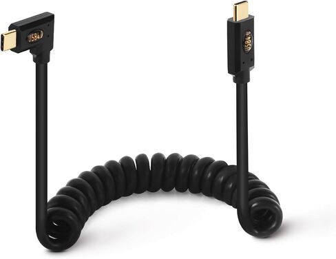 3.9ft 40Gbps USB 4.0 Type C Coiled Cable, Left & Right Angle Male to Up & Down Angle Male 240W 5A PD USB C 4.0 Spring Spiral Cord for Smartphones, Laptops, Thunderbolt 3,Support 8k@60Hz in Kuwait