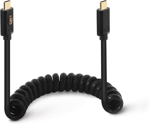 3.9ft 40Gbps USB 4.0 Type C Coiled Cable, Left & Right Angle Male to Up & Down Angle Male 240W 5A PD USB C 4.0 Spring Spiral Cord for Smartphones, Laptops, Thunderbolt 3,Support 8k@60Hz in Kuwait