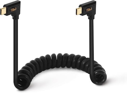 3.9ft 40Gbps USB 4.0 Type C Coiled Cable, Left & Right Angle Male to Up & Down Angle Male 240W 5A PD USB C 4.0 Spring Spiral Cord for Smartphones, Laptops, Thunderbolt 3,Support 8k@60Hz in Kuwait