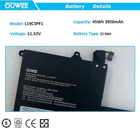 L19C3PF1 Laptop Battery Compatible with Lenovo ThinkBook 14-IML 14-IIL 15-IML 15-IIL Series L19M3PF2 L19D3PF2 L19L3PF1 L19D3PF1 L19M3PF1 L19M3PF9 L19C3PF9 L19L3PF8 11.52V 45Wh 3950mAh in Saudi Arabia