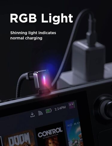 كابل LISEN USB C إلى USB C بطول 10 أقدام، تصميم زاوية يمنى 90 درجة Steam Deck PD سلك شحن سريع مصمم خصيصًا للألعاب المتوافقة مع iPhone 16 pro max/15/14/13 Switch وSamsung Galaxy وMacBook وiPad in Saudi Arabia