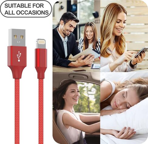 6 Pack [Apple MFi Certified] 3/3/6/6/10/10 FT iPhone Charger Colorful Nylon Lightning Cable Compatible iPhone 13 mini/13/12/11 Pro Max/XS MAX/XR/XS/X/8/7/Plus/6S/6/SE/5S/iPad in Saudi Arabia