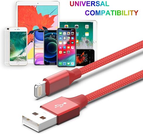 6 Pack [Apple MFi Certified] 3/3/6/6/10/10 FT iPhone Charger Colorful Nylon Lightning Cable Compatible iPhone 13 mini/13/12/11 Pro Max/XS MAX/XR/XS/X/8/7/Plus/6S/6/SE/5S/iPad in Saudi Arabia