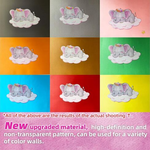 Cute Elephant Wall Stickers Pink Watercolor Clouds Moon Stars Wall Declas for Kids Baby Girls Room Nursery Decor Home Decoration for Bedroom Playroom Art Present in Saudi Arabia