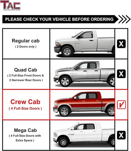 TAC Side Steps Fit 2009-2018 RAM 1500 Crew Cab | 2019-2023 RAM 1500 Classic Crew Cab | 2010-2024 RAM 2500/3500/4500/5500 Crew Cab Pickup Truck 4" Oval Tube Stainless Steel Running Boards 2Pcs in Saudi Arabia
