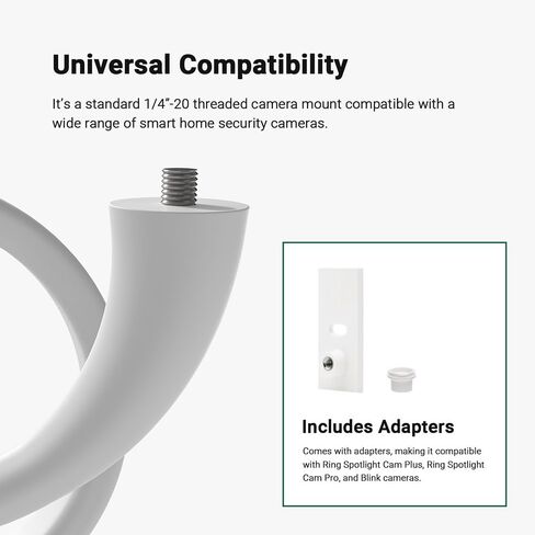 Indoor/Outdoor Security Camera Flexible Twist Mount, Black, 1-Pack | Universal 1/4"-20 adjustable bracket, fits Ring/Blink/Arlo/Wyze & more, 17.5-inch gooseneck holder, easy no-drill setup in Saudi Arabia