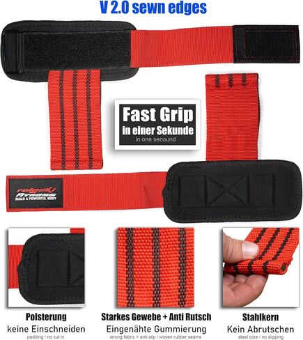 Fast Grip Lifting Straps for weightlifting Strength Training (+ Training Plans) Professional quick fastening with Metal Bolts for Powerlifting, Crossfit & Fitness - Bodybuilding for Men and Women in Saudi Arabia