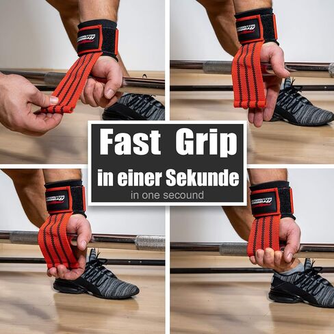 Fast Grip Lifting Straps for weightlifting Strength Training (+ Training Plans) Professional quick fastening with Metal Bolts for Powerlifting, Crossfit & Fitness - Bodybuilding for Men and Women in Saudi Arabia