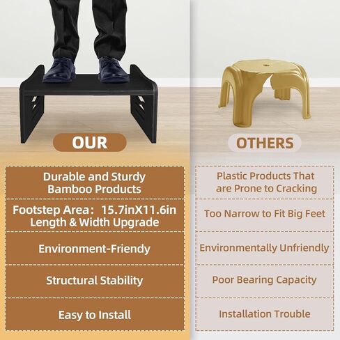 مسند قدم من الخيزران قابل للتعديل تحت المكتب، مسند قدم مريح مع ضبط 7 مستويات، مقعد مسند قدم مائل للمنزل والمكتب وغرفة النوم (خشب بورليوود) in Kuwait