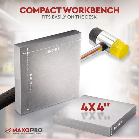 4"x4" Steel Bench Block Flat Anvil Jewelers Tool – Heat-Treated Scratch-Resistant Solid Metal Bench Block for Jewelry Making, Repairing, Metal Stamping (4''x4''x1/2'') in Saudi Arabia