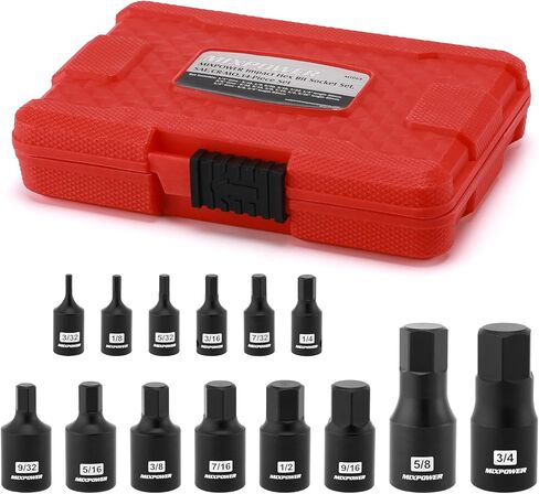 MIXPOWER 14-Piece Dr. Bit Socket Set, 2.5mm to 19mm, 1/4", 3/8" and 1/2" Drive, Cr-Mo Impact Grade, Metric, Hex Bit Socket in Kuwait
